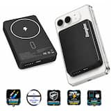 Energizer - 10,000mAh SLIM METAL 20W Magnetic Wireless Qi/Qi2.0/MagSafe PowerBank, Portable Charger, 2 Outputs, LED Display, & USB-C - Black