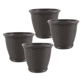 Suncast - Sonora 18 Inch Resin Wicker Decorative Flower Planter, (4 Pack) - Brown