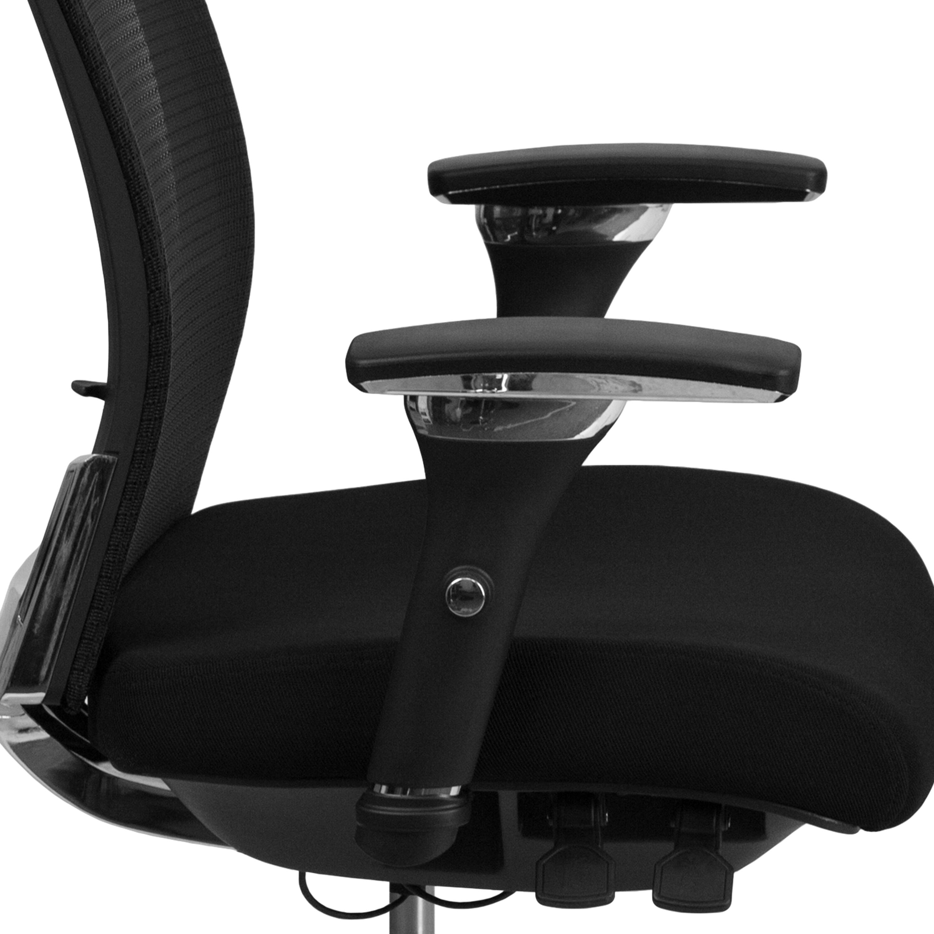 Alt View 7. Emma + Oliver - 24/7 300 lb. Rated Seat Slider Ergonomic Office Chair with Adjustable Lumbar - Black Mesh & Fabric.