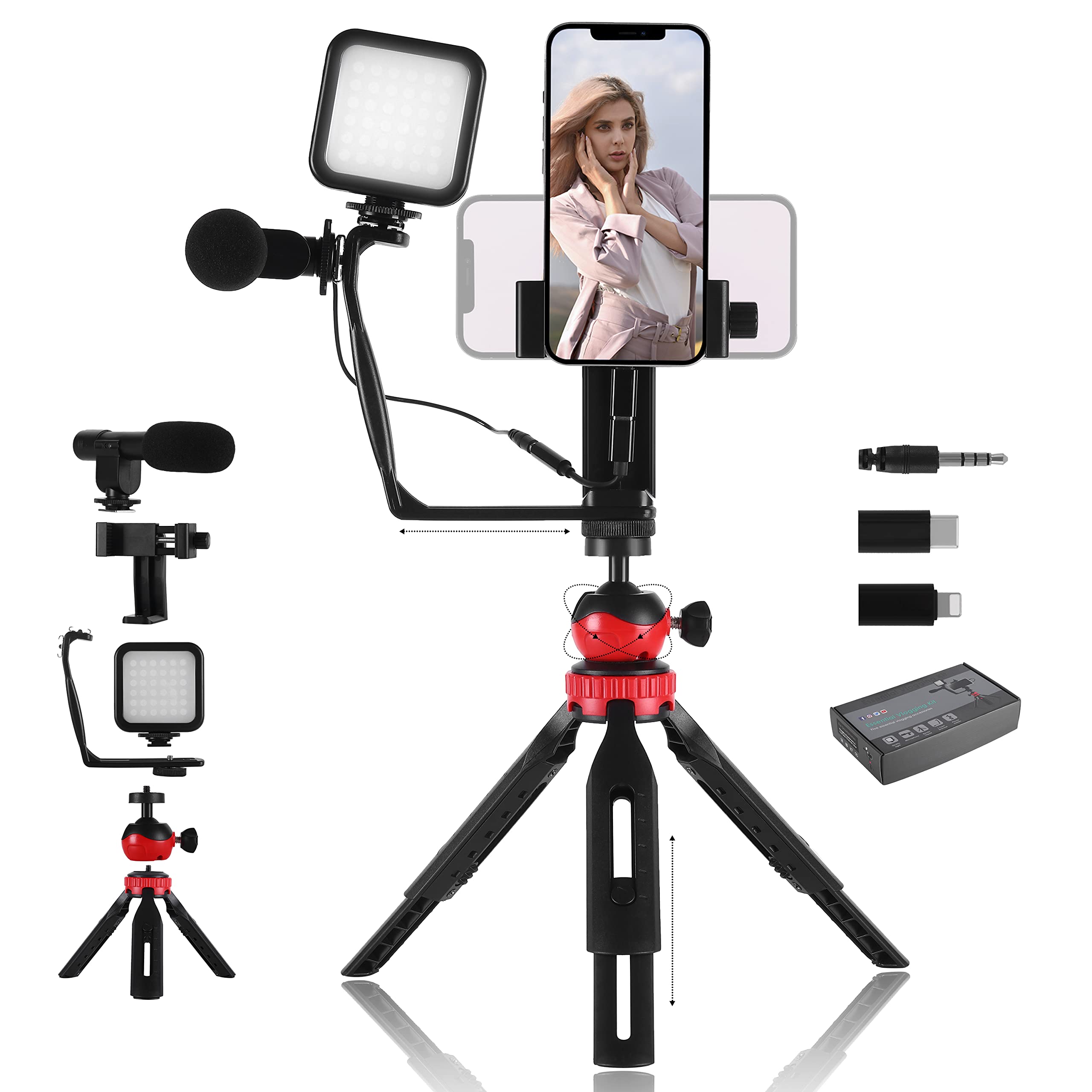Front. Empire DigiLabs - Vlogging Kit For Android Starter Kits Vlog Video Recording Equipment Accessories Phone Tripod Mount Led Light And - Default.