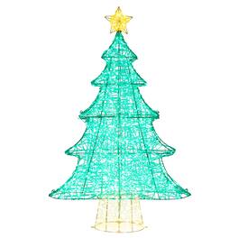 Costway - 4FT Lighted Christmas Tree with Top Star, Illuminated Christmas Tree Decoration with 520 Warm White LED Lights - Green & Yellow