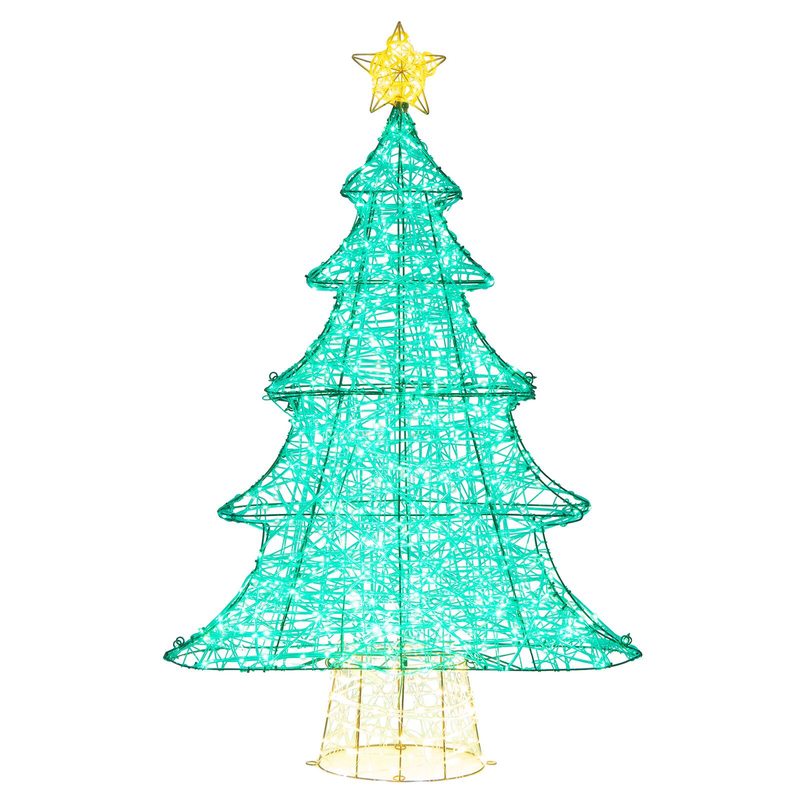 Front. Costway - Costway 4FT Lighted Christmas Tree with Top Star, Illuminated Christmas Tree Decoration with 520 Warm White LED Lights - Green & Yellow.