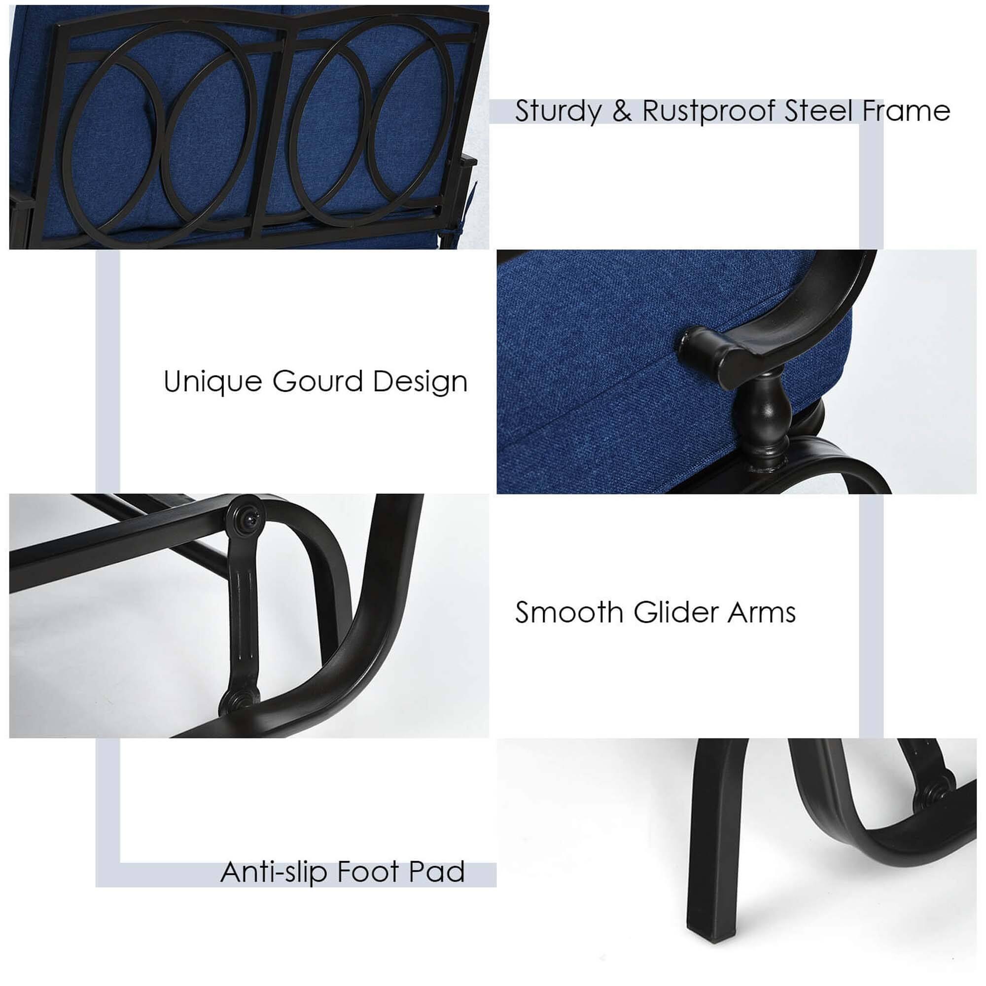 Sturdy & Rustproof Steel Frame Unique Gourd Design Smooth Glider Arms Anti-slip Foot Pad