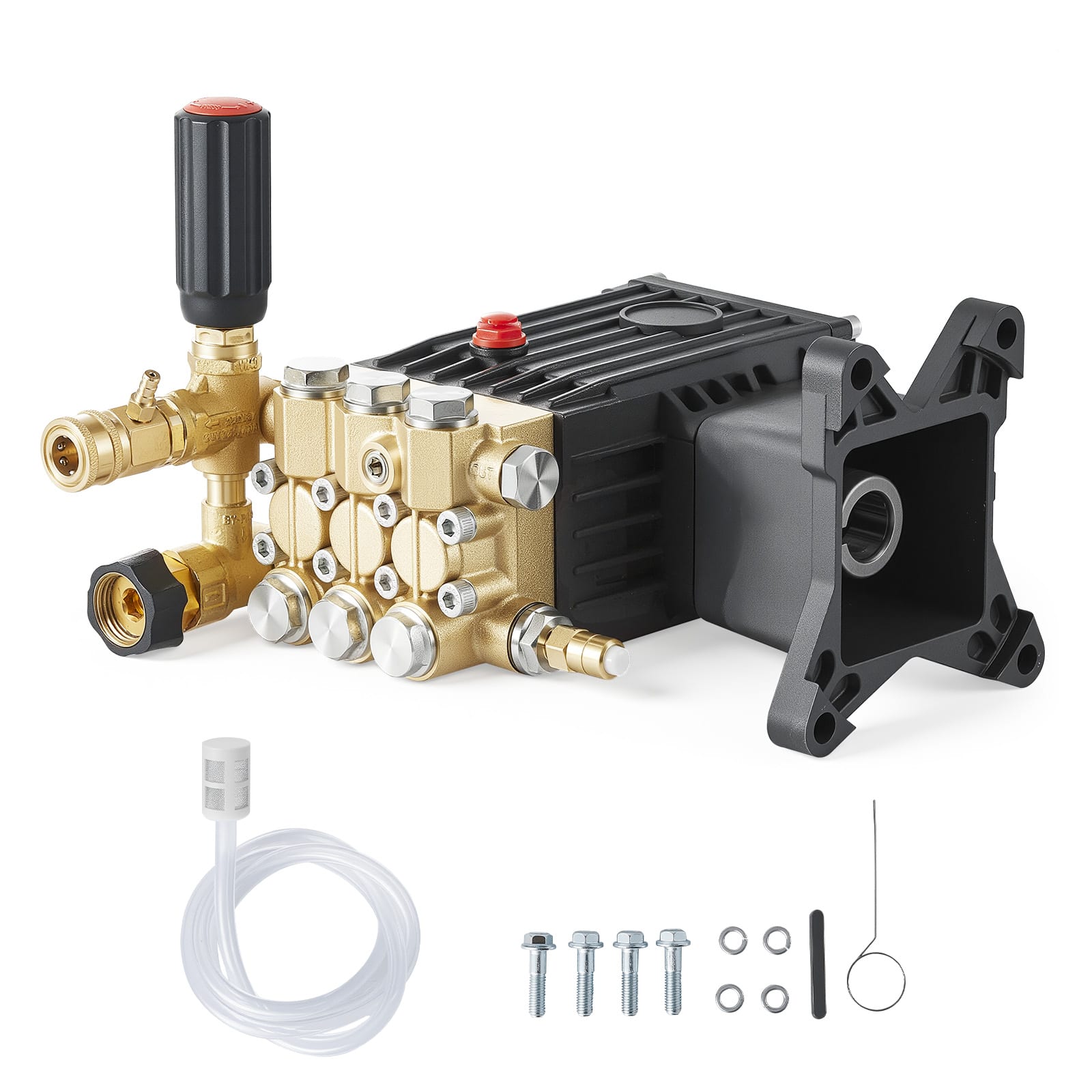 VEVOR - Pressure Washer Pump, 1" Shaft Horizontal Triplex Plunger, 3600 PSI, 3.7 GPM, Replacement Power Washer Pumps Kit - Black