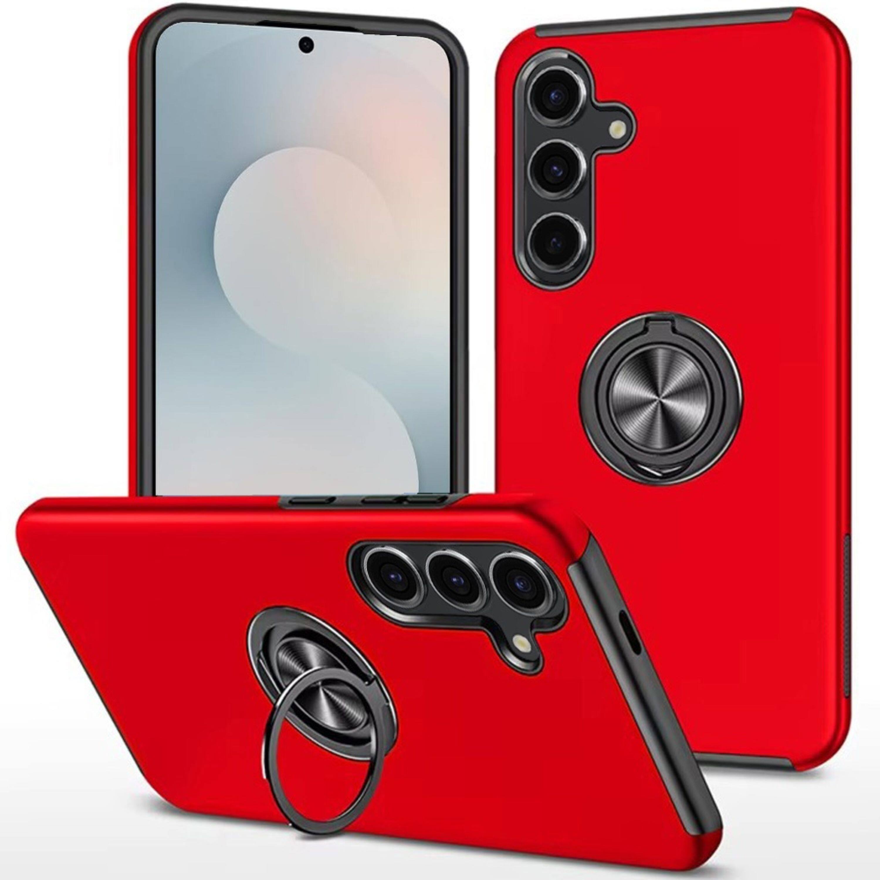 Kitcheniva - Rubber Dual Layer Magnetic Ring Stand Case With Tempered Glass For Samsung S26 Plus - Red price history on PriceWatchPro