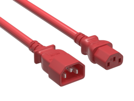 Cable Leader - Power Extension Cord, IEC C13 to C14 Heavy Duty, 14 AWG 15A 250V for PDU, UPS, Server Rack, Network Switch - Red