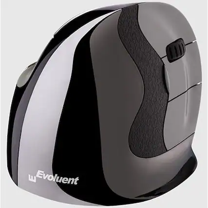 Front. Evoluent - Vertical Ergonomic Mouse D Medium Wireless for PC - Black.