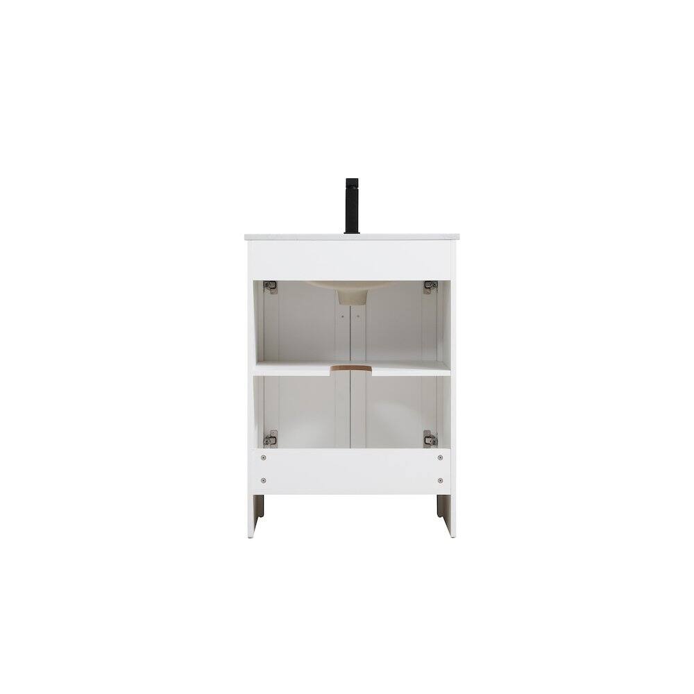 Angle. Elegant Kitchen and Bath - Finnley 24 Inch Single Bathroom Vanity In White - White.