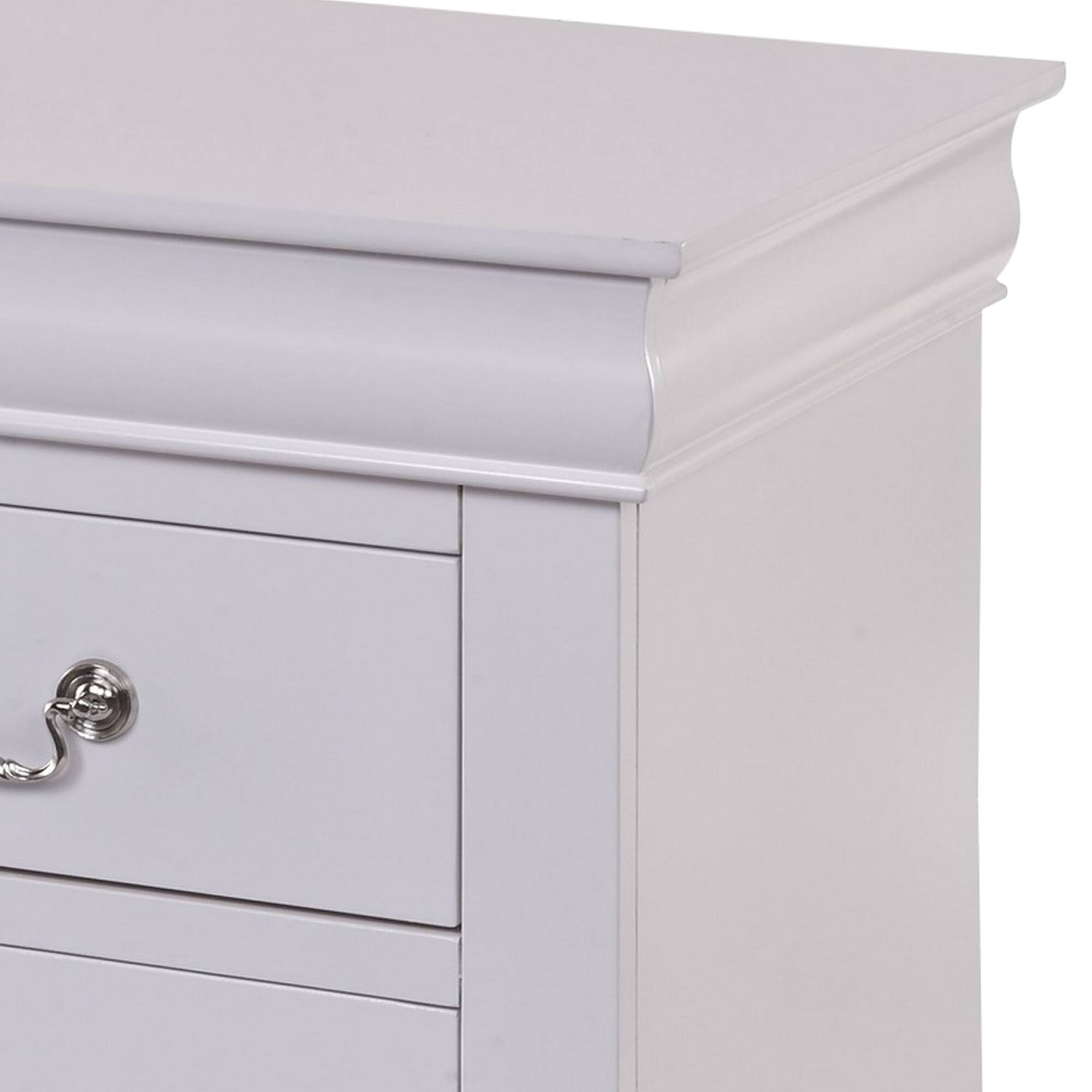 Alt View 1. Manhattan Lane - 24 Inch Modern Classic Nightstand, 2 Drawers, Drop Handles - White.