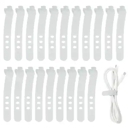 Front. Unique Bargains - 20pcs Silicone Cable Ties, 3-Hole Reusable Rubber Cord Tie, Adjustable, Locking Buckle, Multi Purpose Strap.