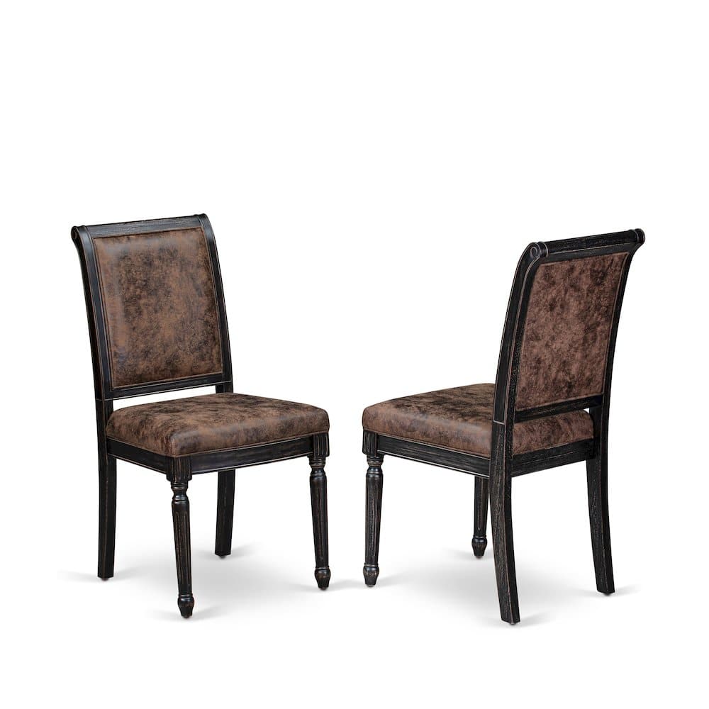 East West Furniture - Mid Century Dining Room Chairs Set of 2 - Brown