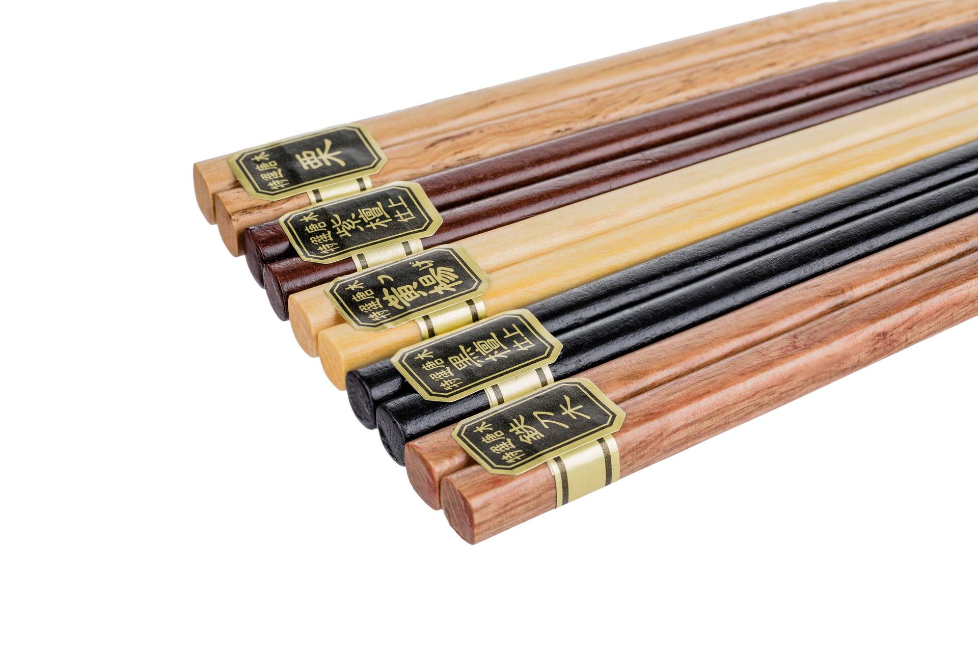 Back. Heim Concept - Heim Concept 5 Pair Organic Basic Hardwood Japanese Reusable Wood Chopsticks - Brown.
