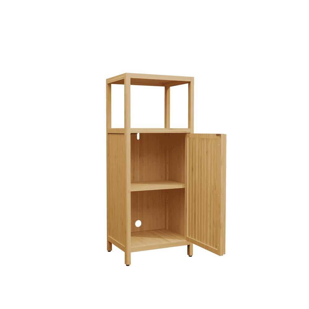 Left. Kadyn - 41 Inch multi-scene use large capacity single door locker with one shelf - Brown.