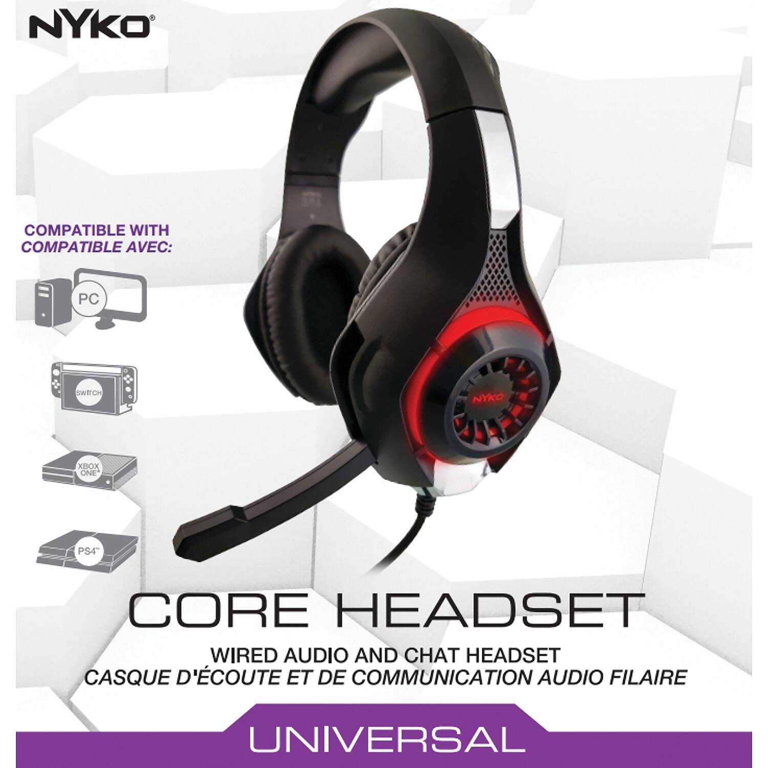 Nyko Core Gaming Headset Neon Red 40mm Driver Stereo