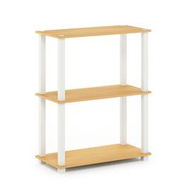 Furinno - Turn-S-Tube 3-Tier Compact Multipurpose Shelf Display Rack with Square Tube, Beech/White - Beech/White