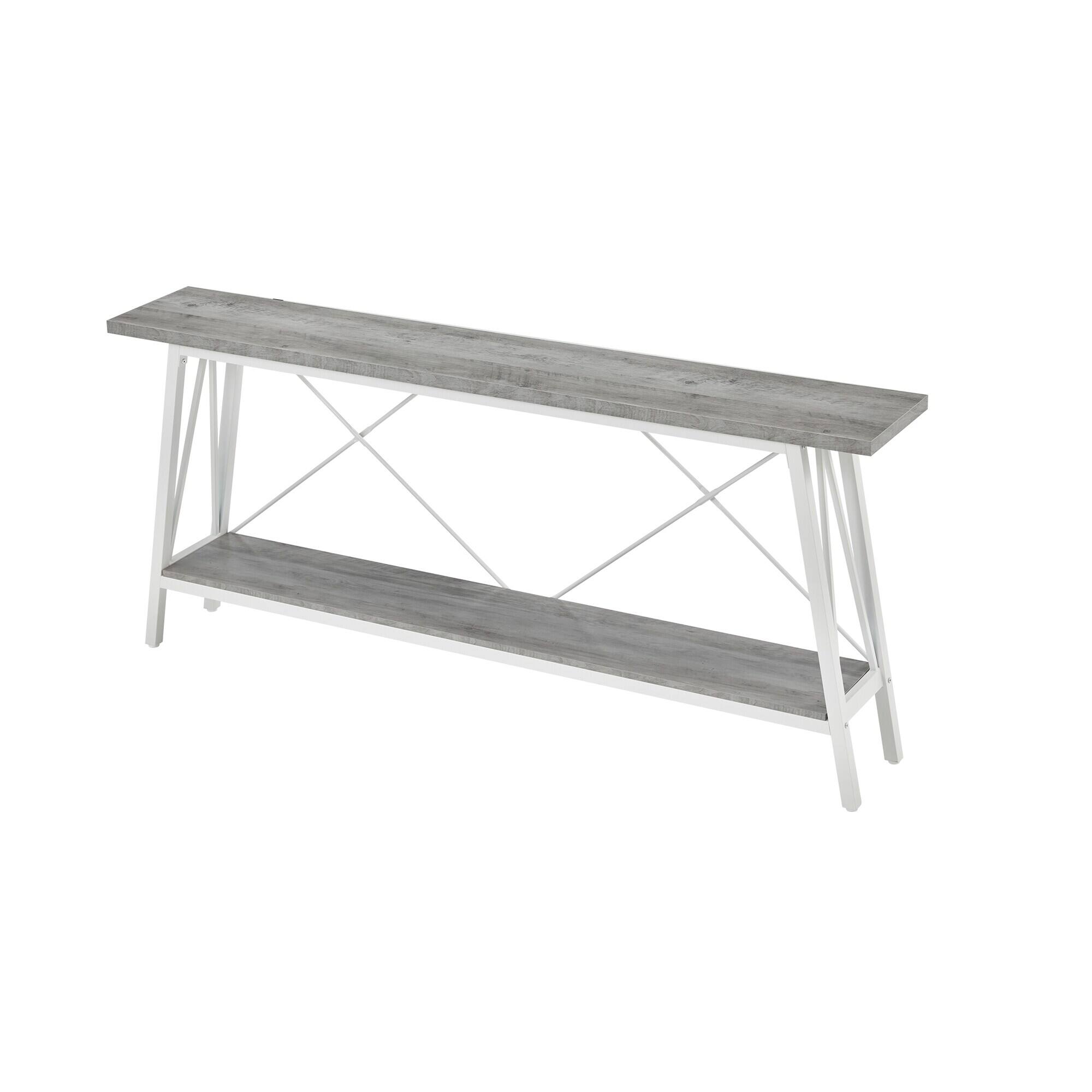 Alt View 5. U-HOMY - Grey Console Table with Shelves – 31.5"H Modern Narrow Entryway Table, Sofa Table Behind Couch - Grey.