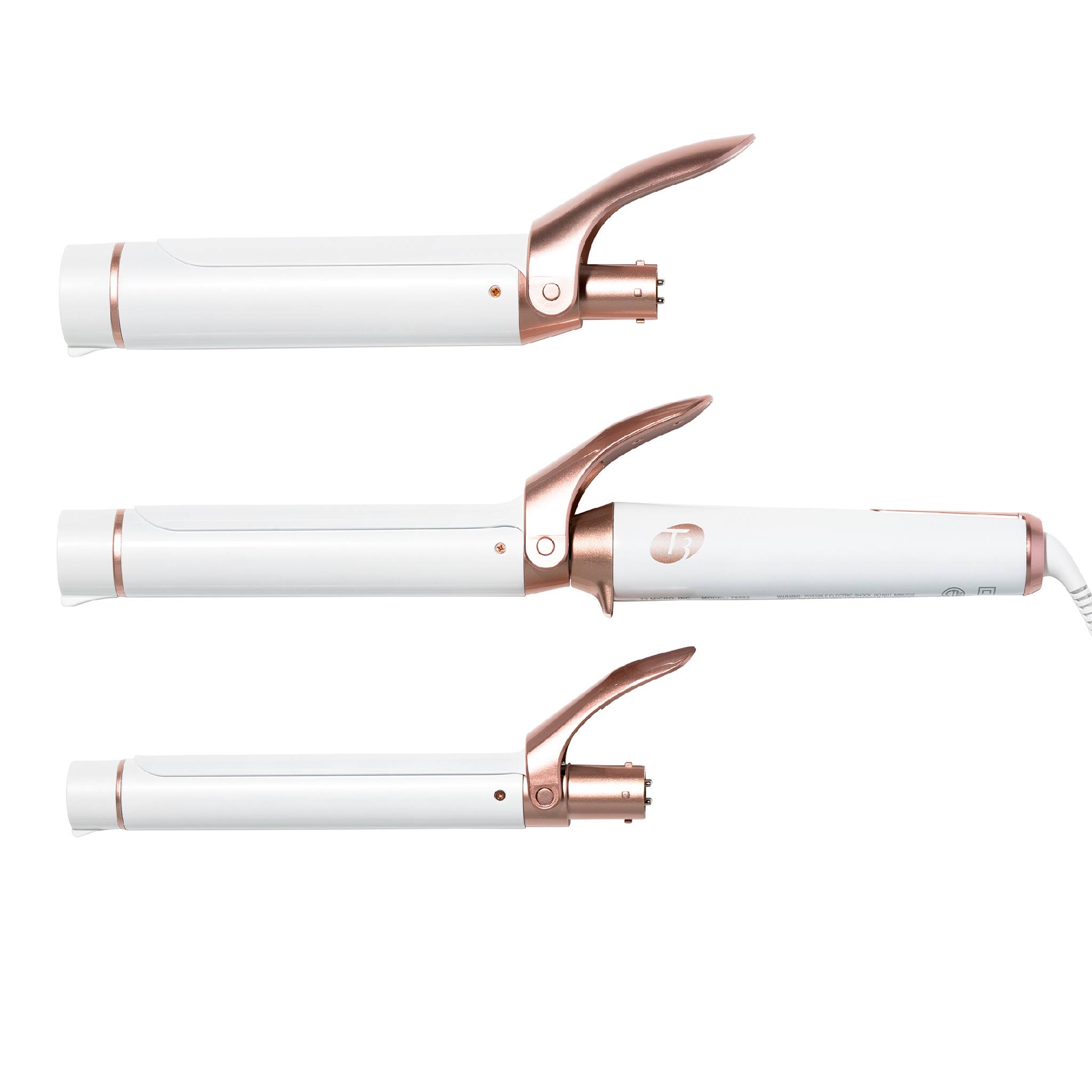 T3 - Twirl Trio Interchangeable Clip Barrel Iron Set - store White & Rose Gold