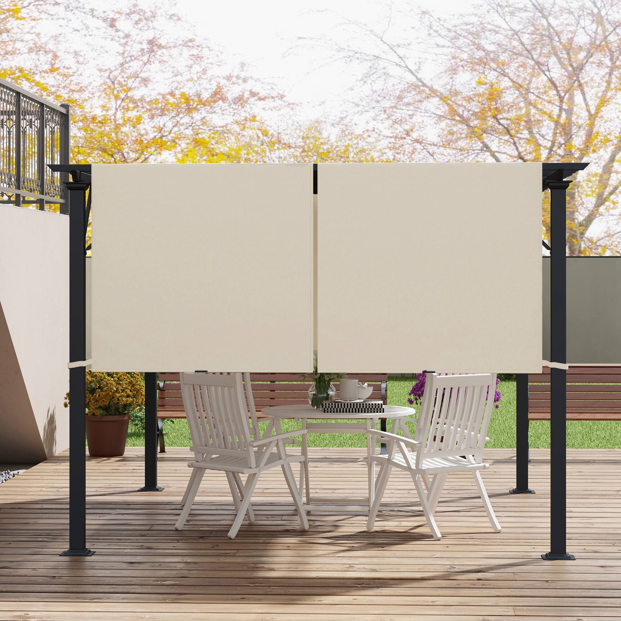 Alt View 5. Outsunny - 2 PCS 4 x 18ft Pergola Canopy Replacement, UV Protection Pergola Shade Cover, Easy to Install for 10 x 12ft - Khaki.