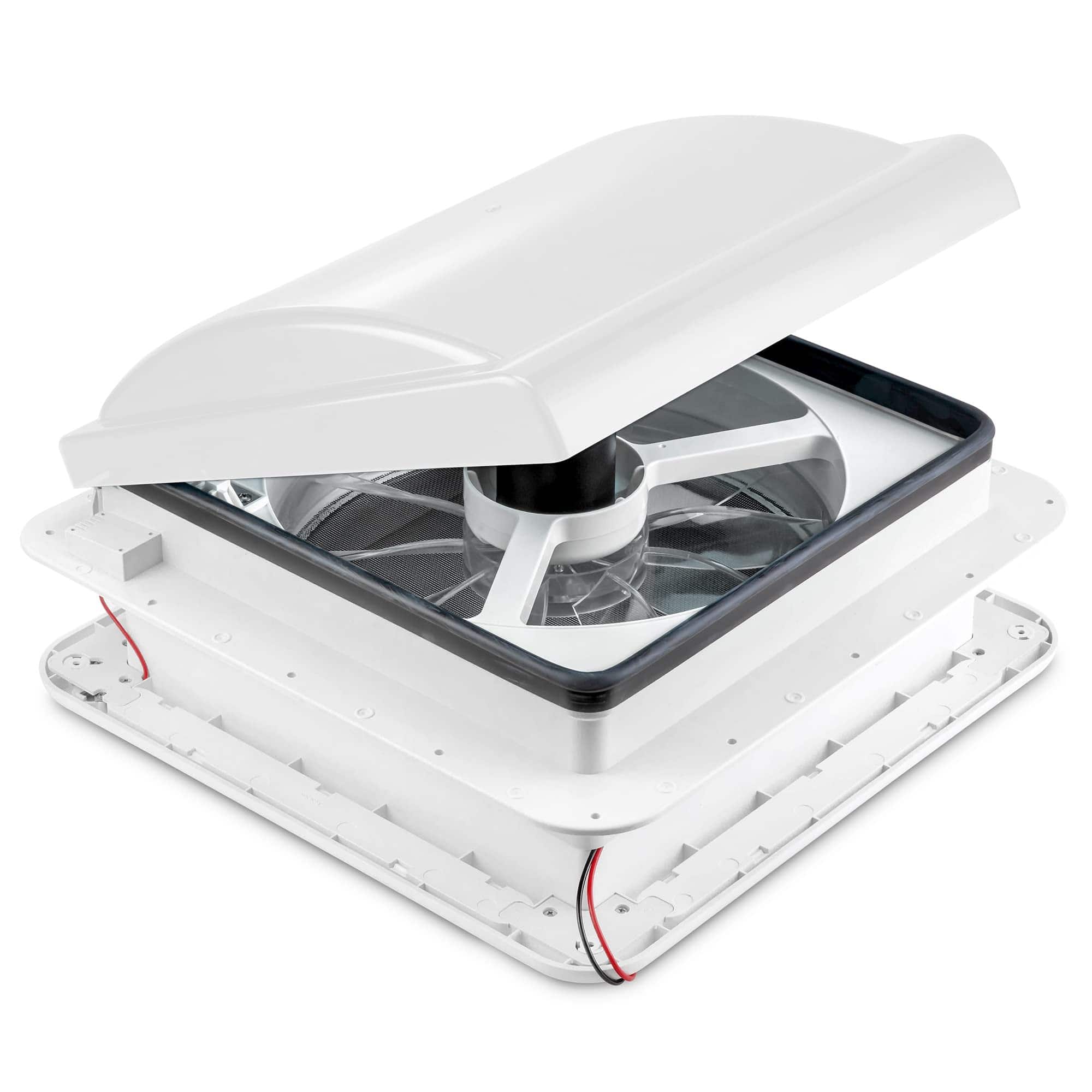 Hike Crew - 14” RV Roof Vent Fan, 12V Manual Camper Fan with 3-Speeds & LED Light - Lid - White