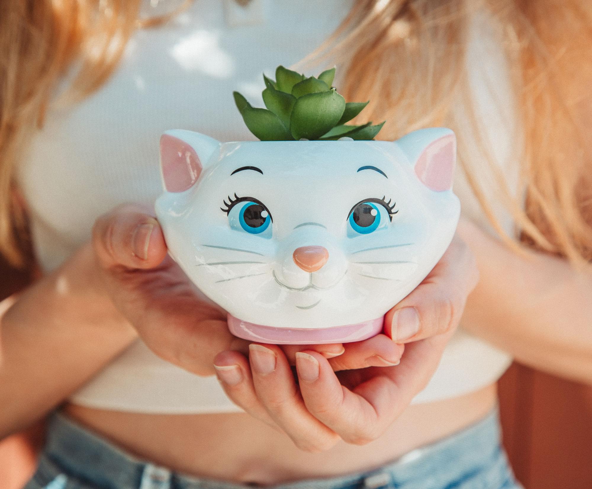 Alt View 2. Disney - Disney The Aristocats Marie 4-Inch Mini Planter With Artificial Succulent - White.