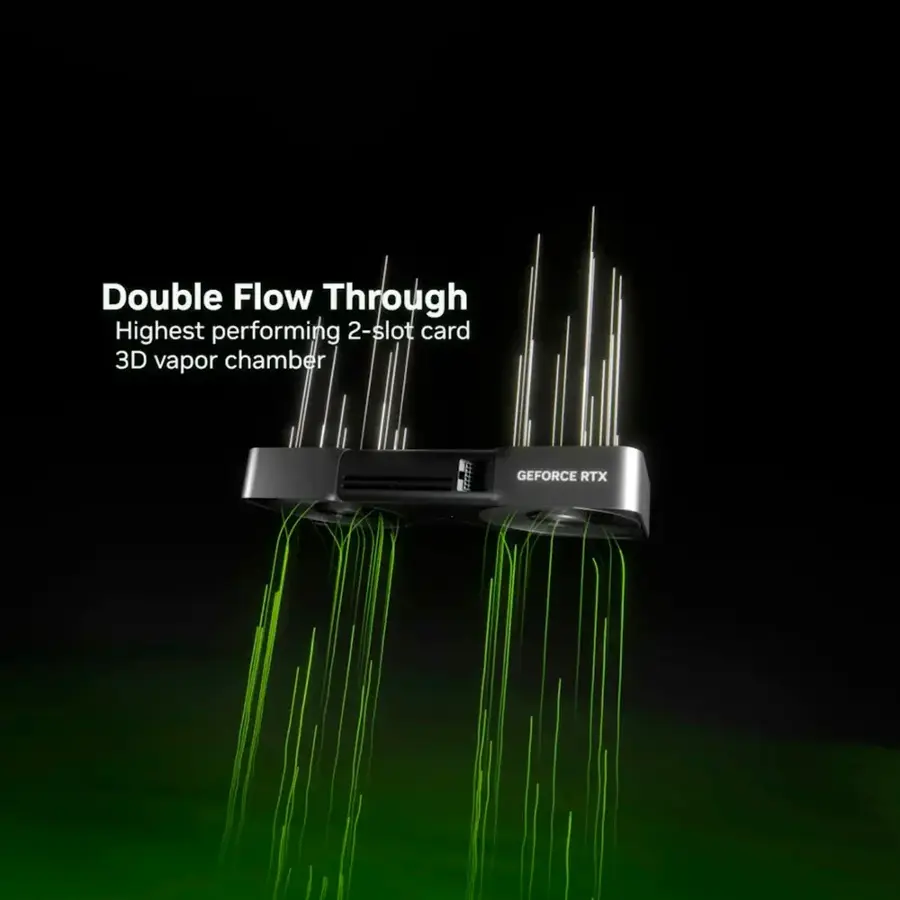 Double Flow Through Highest performing 2-slot card 3D vapor chamber: GEFORCE RTX