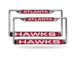 Rico Industries - Atlanta Hawks NBA Chrome Metal (Set of 2) Laser Cut License Plate Frames - Multi