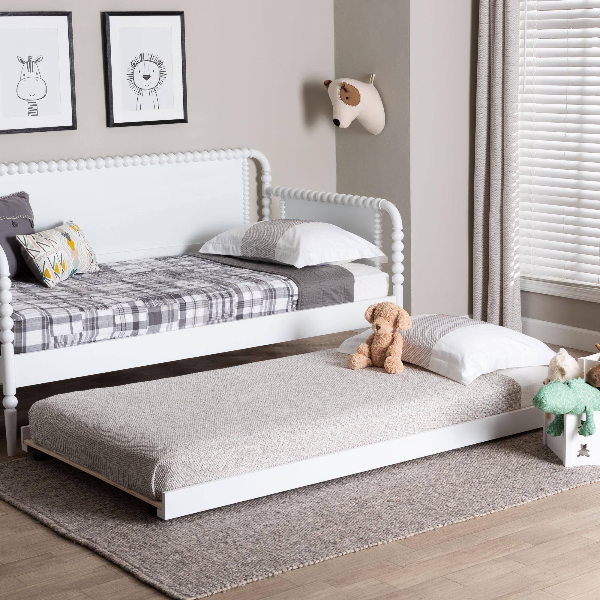 Alt View 1. Baxton Studio - Lucera Trundle - Underbed Low-Profile Rolling Base for Daybeds and Guest Rooms, Twin - White.
