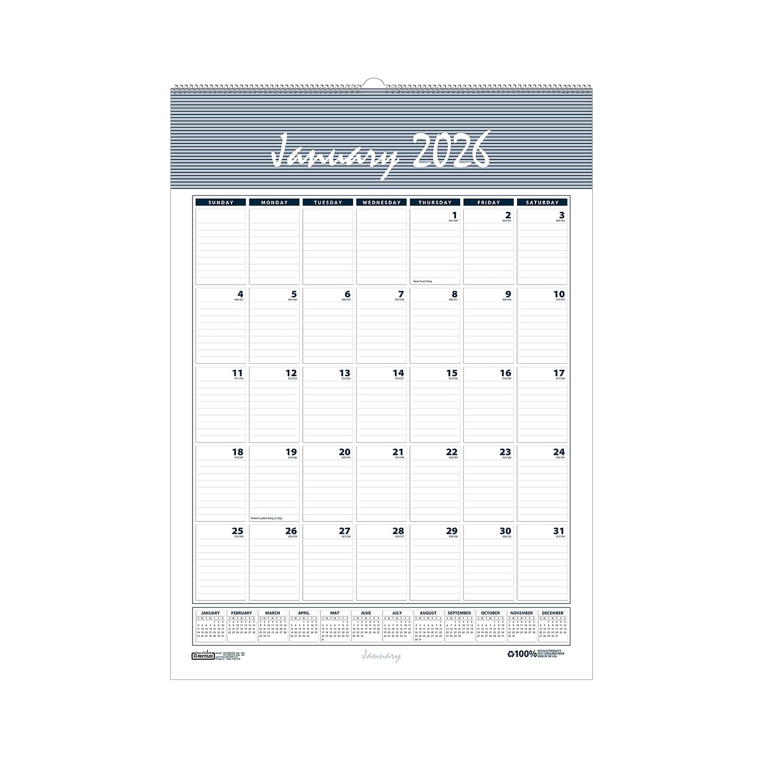 House of Doolittle - Bar Harbor Recycled Wirebound Monthly Wall Calendar 12 Month January 2026 to December 2026