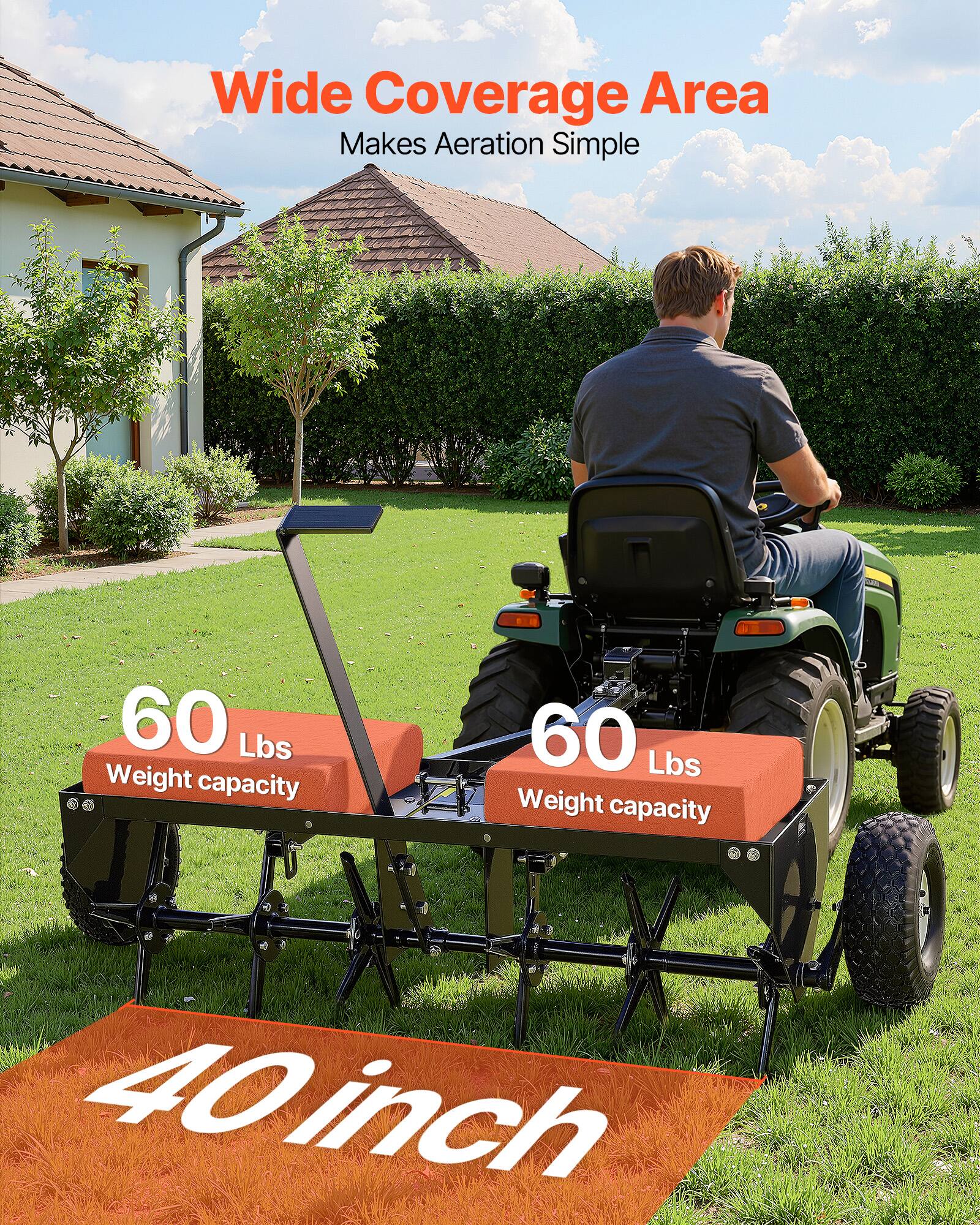 Wide Coverage Area Makes Aeration Simple  
60 Lbs Weight capacity  
60 Lbs Weight capacity  
40 inch