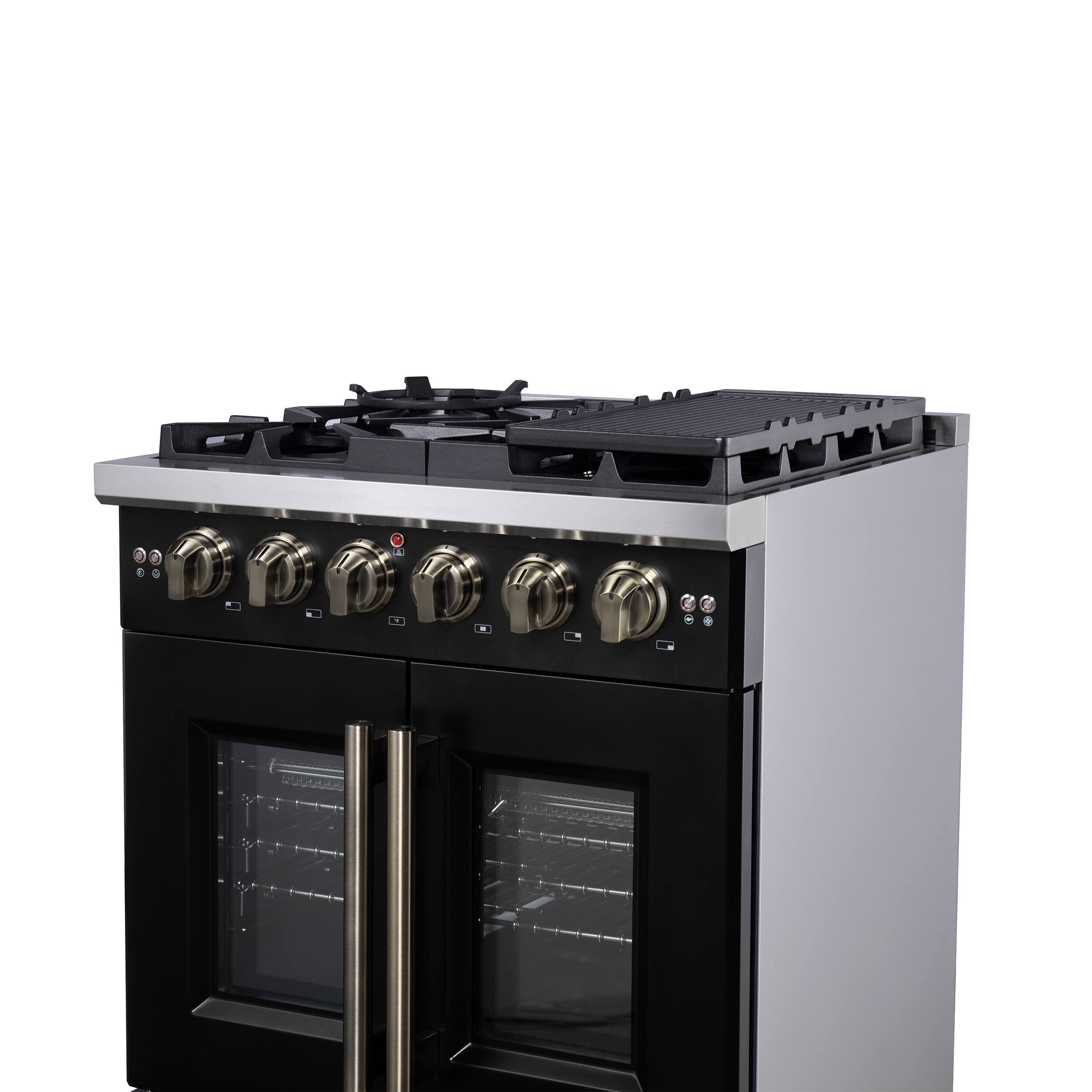 Alt View 10. Forno Appliances - Capriasca 4.32 Cu. Ft. Freestanding Gas Convection Range with French Doors - Black.