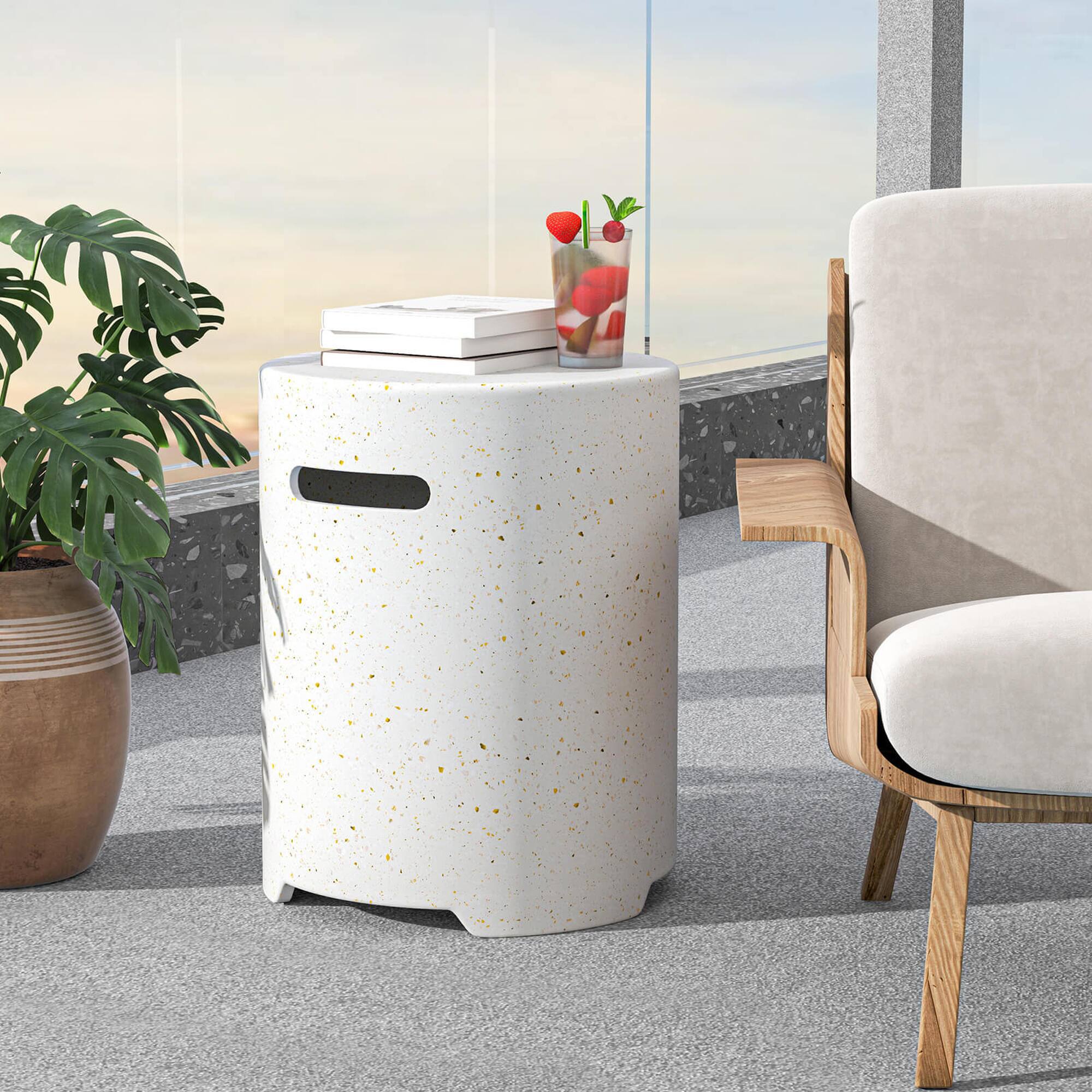 Alt View 1. Costway - Costway Propane Tank Cover Table with Side Handles and Protective Cover for Fire Pit - White.