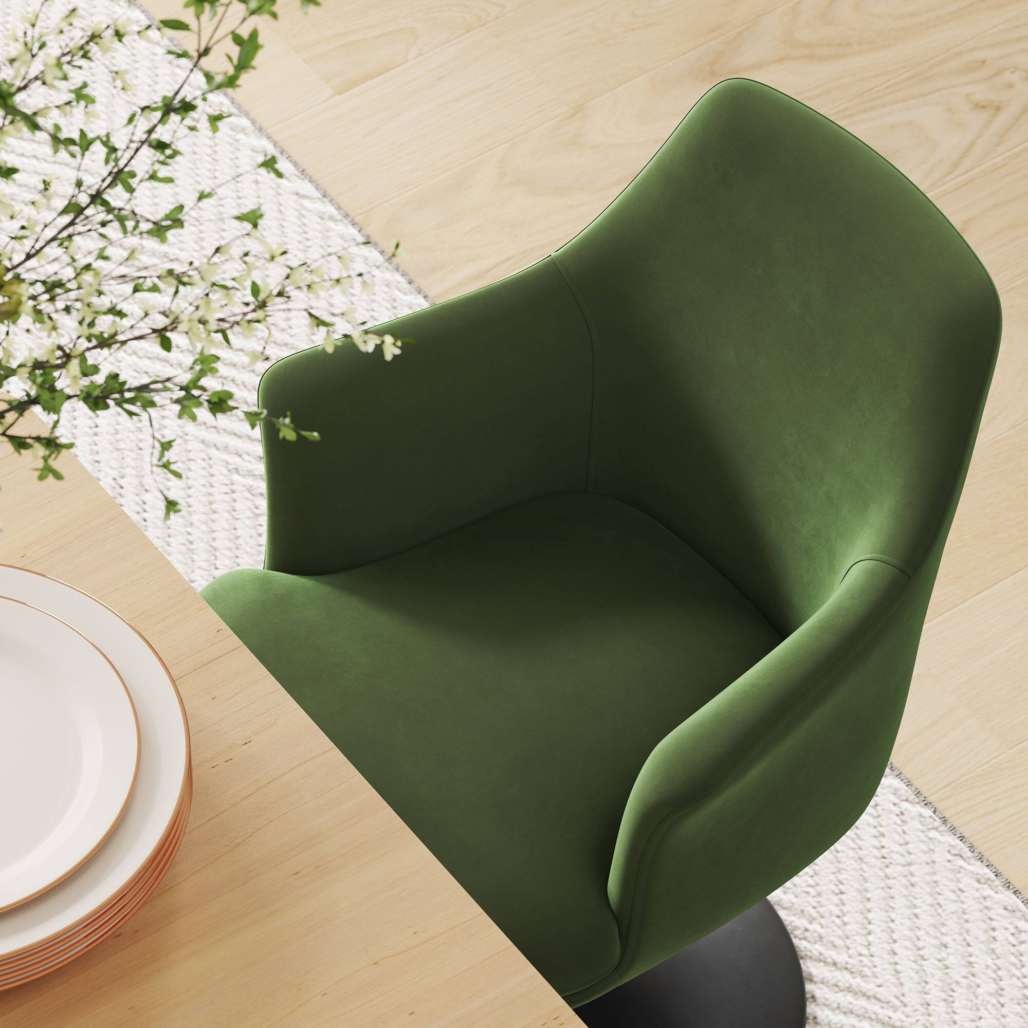 Alt View 2. Modway - Lippa Swivel Dining Armchair by Modway - Black Moss Green.