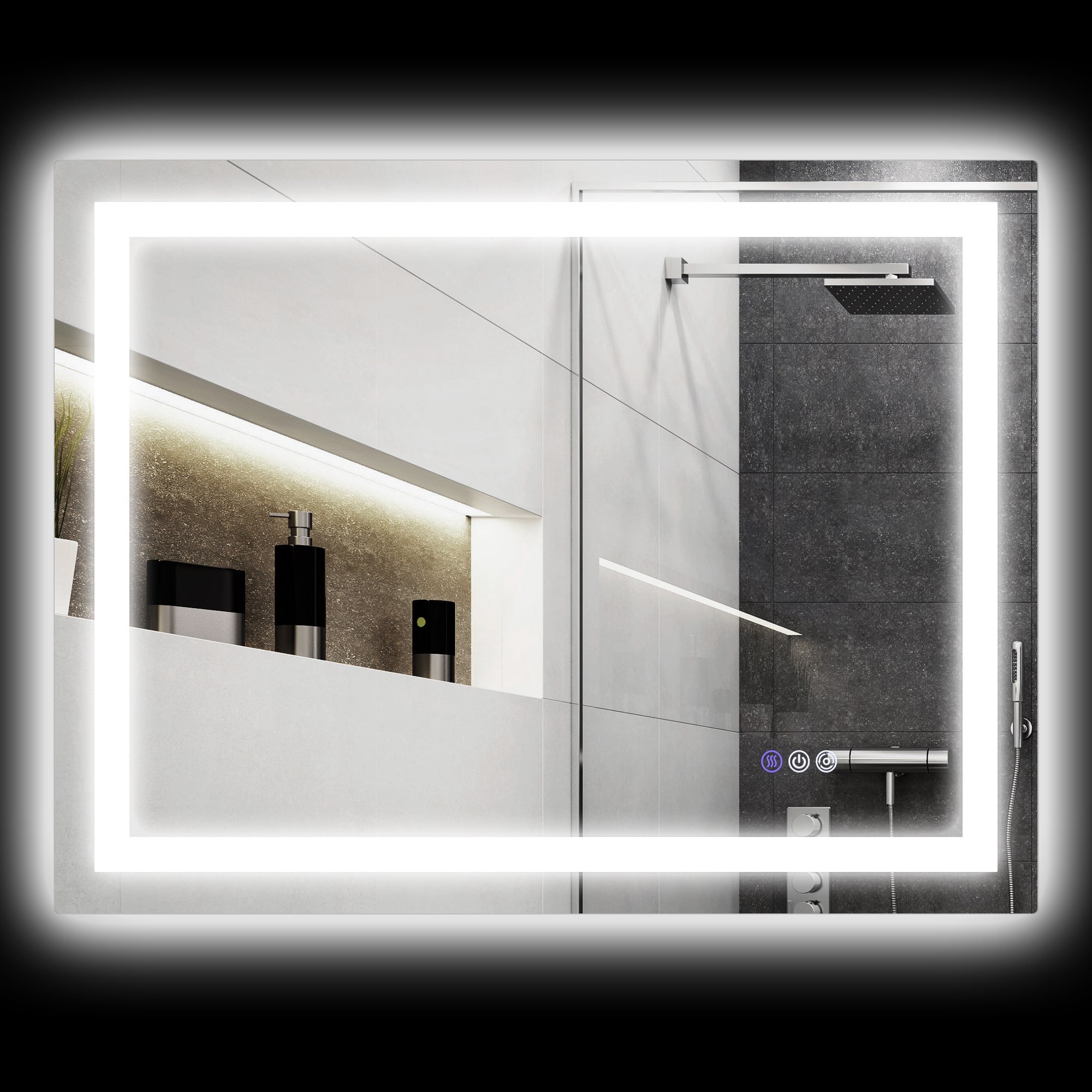 Front. Homcom - 35"x28" LED Bathroom Mirror w/ Backlit, Anti-Fog, Memory, Color Temp, Dimmable, Wall Mount - Clear.