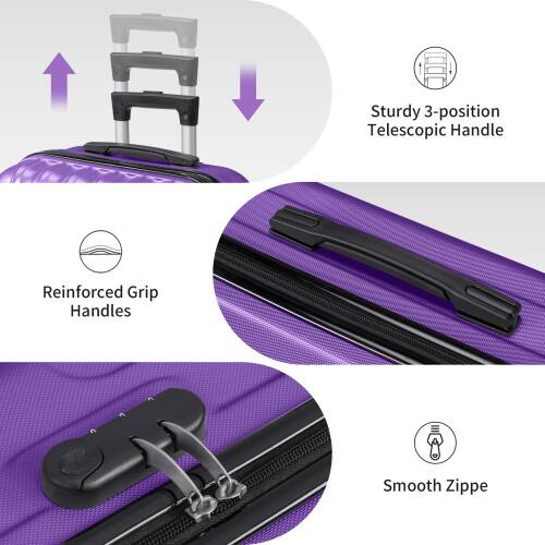 Sturdy 3-position Telescopic Handle  
Reinforced Grip Handles  
Smooth Zipper