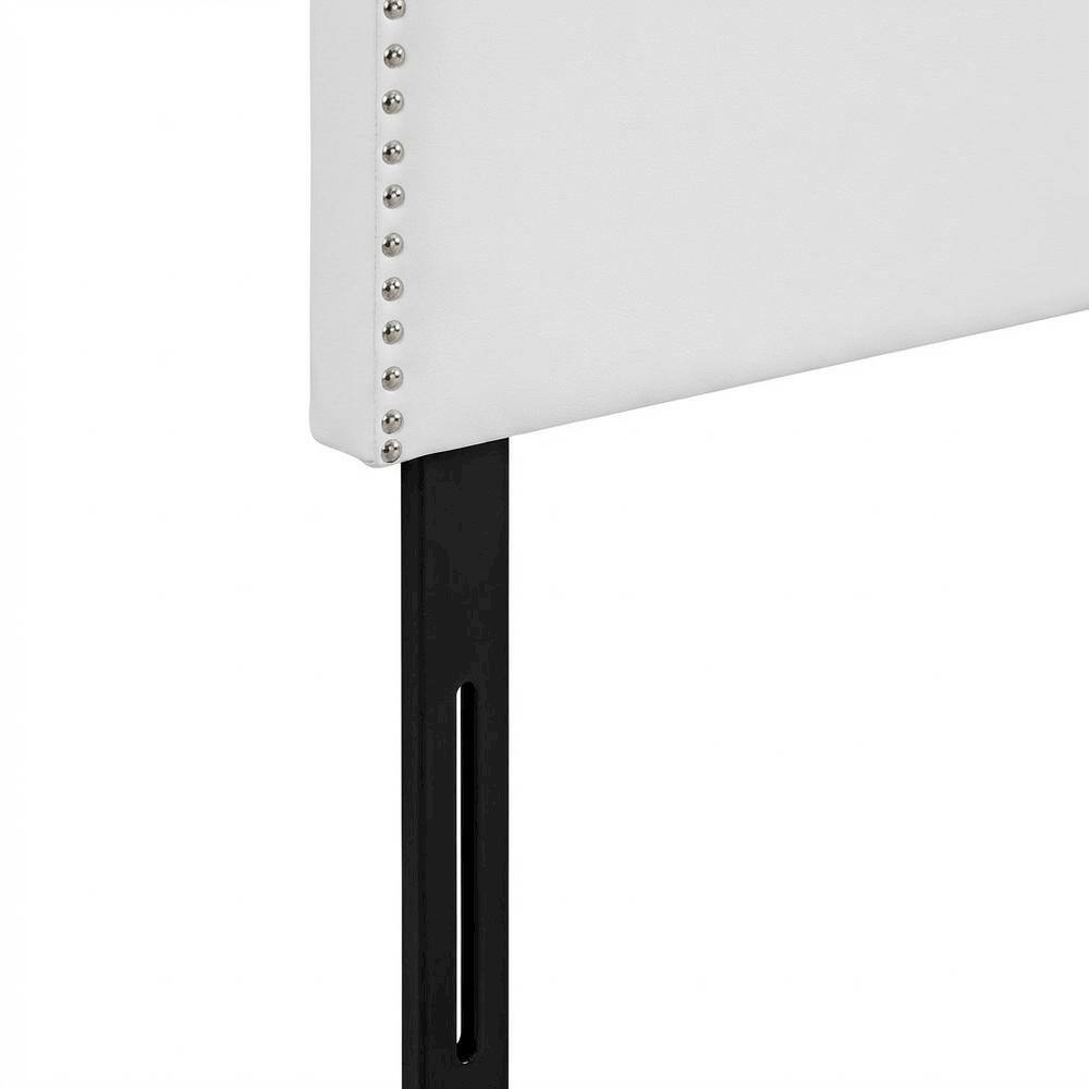 Alt View 1. FurniFact - Upholstered Vinyl Queen Headboard in Neutral Tone with Durable Padding - White.