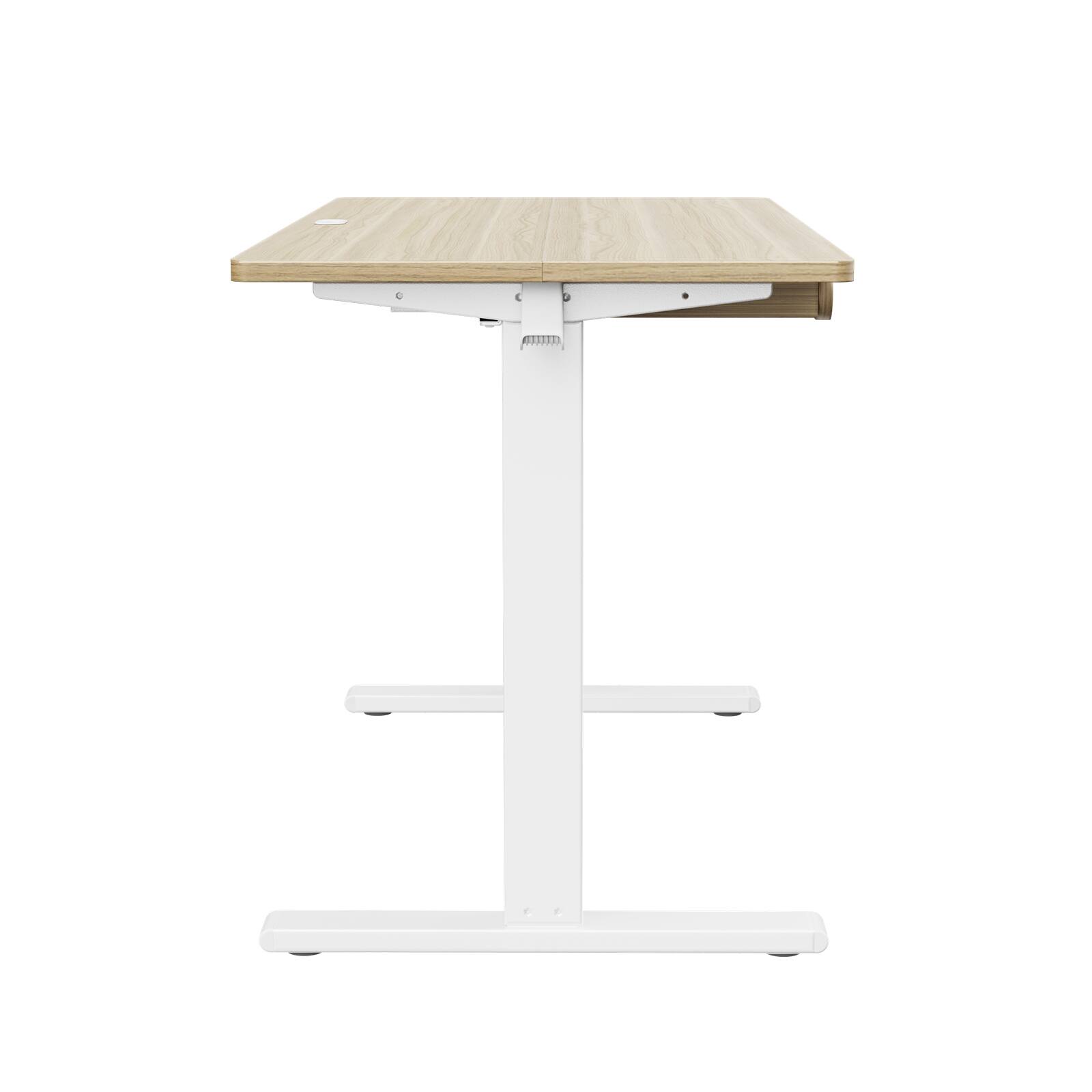 Left. HUANUO - Adjustable Standing Desk with Storage Drawer - 48″ x 24″ - Natural.