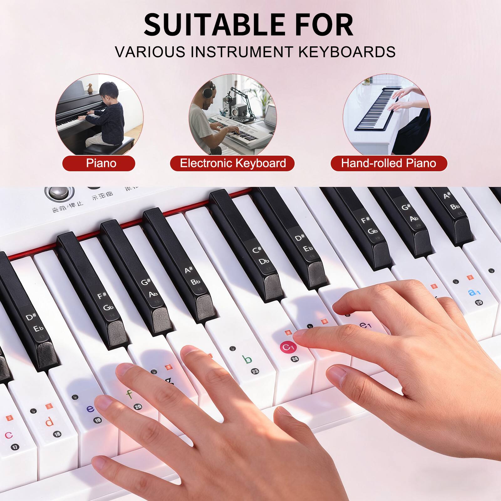 SUITABLE FOR  
VARIOUS INSTRUMENT KEYBOARDS  
Piano  
Electronic Keyboard  
Hand-rolled Piano  

10 Fa Gb Dr  
G+ Ab As 6 Ca Do Dr b C1 85 Fe Gb e1 G A A" B6 a1 33 72 1 20 19 18 12