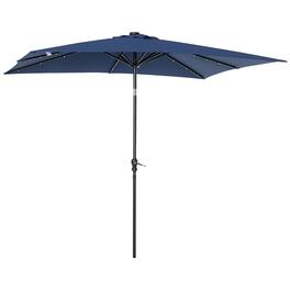 Outsunny - 9' x 7' Solar Umbrella, LED Lighted Patio Umbrella for Table or Base with Tilt & Crank, Outdoor Umbrella for Garden - Dark Blue