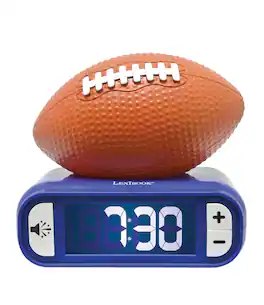 Lexibook - Digital Alarm Clock with 3D American Soccer Night Light and Sound Effects - Orange