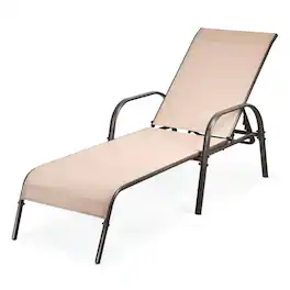 Pefilos - Adjustable Patio Chaise Folding Lounge with Backrest, 5 Positions, for Outdoor Lounge Chair - Brown