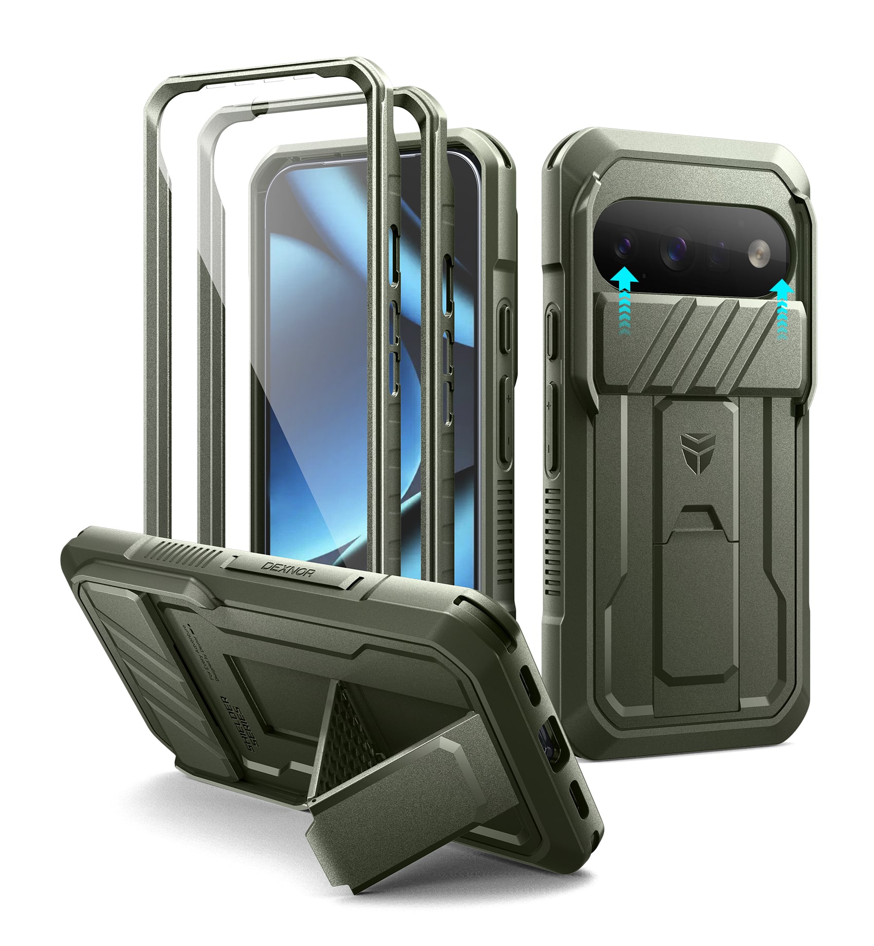 Dexnor - Hard Shell Case for Google Pixel 11/11pro with Slide Camera Cover & 2 Front Frames, Full-Body Shockproof Rugged Cover - Army Green price history on PriceWatchPro