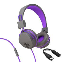 JLab - JBuddies Studio On-Ear Kids Wired Headphones - Grey/Purple - USB-C