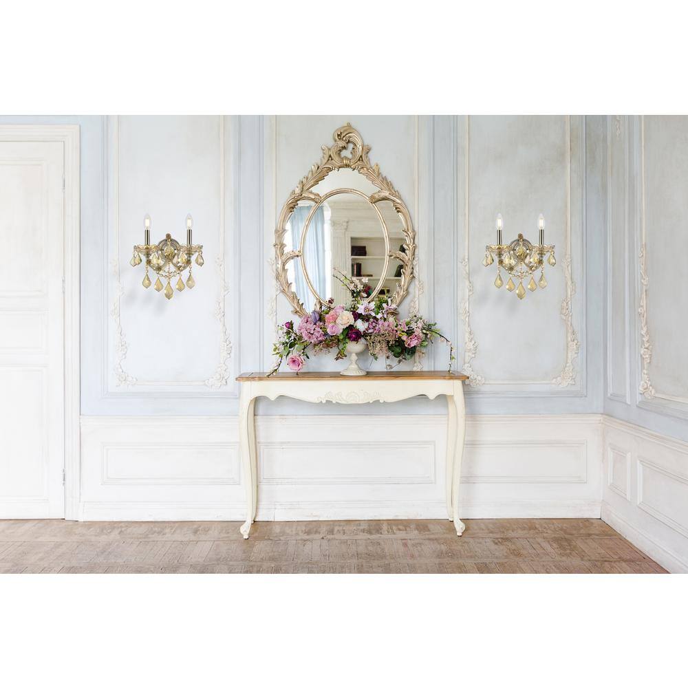 Left. Elegant Lighting - Maria Theresa 2 light Golden Teak Wall Sconce Golden Teak - Golden Teak.