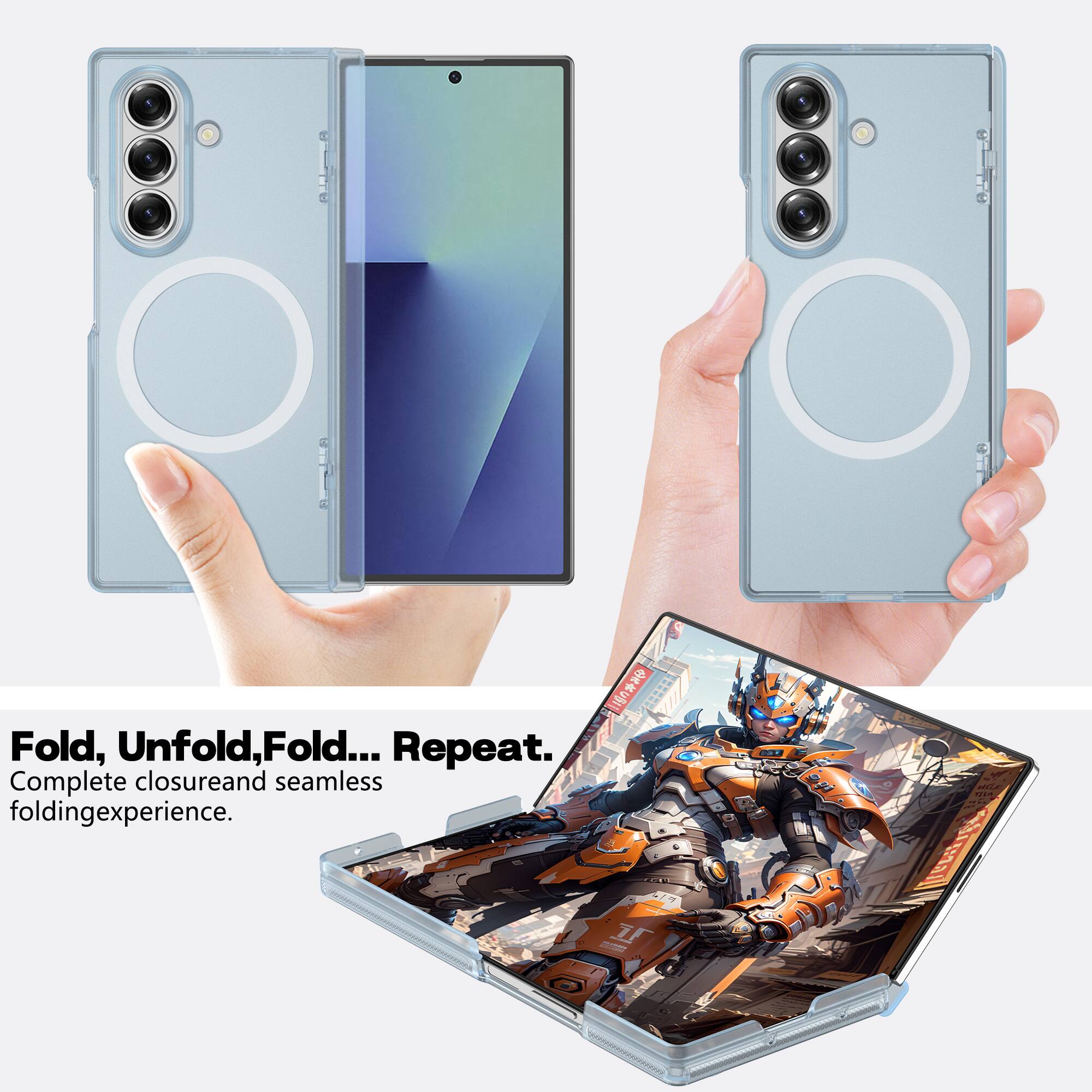 Fold, Unfold, Fold... Repeat.  
Complete closure and seamless folding experience.
