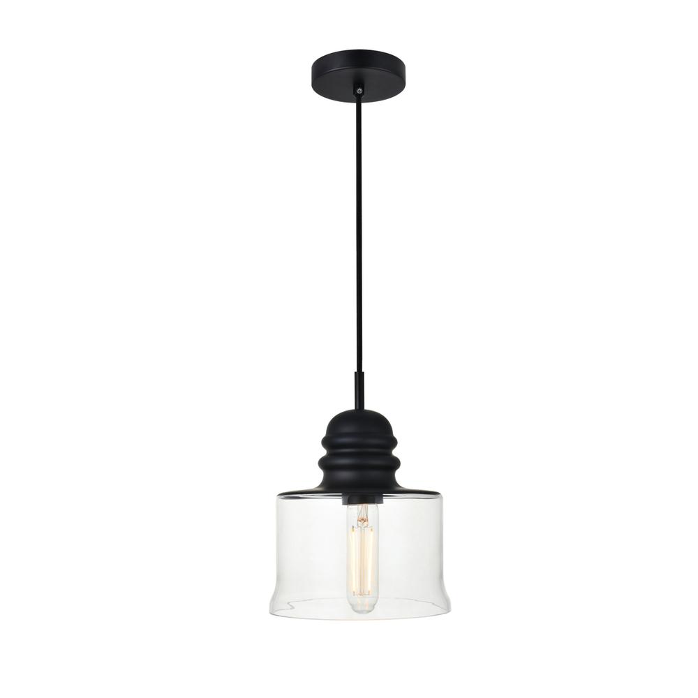 Alt View 3. Living District - Kenna 1 Light Black Pendant With Clear Glass - Black And Clear.