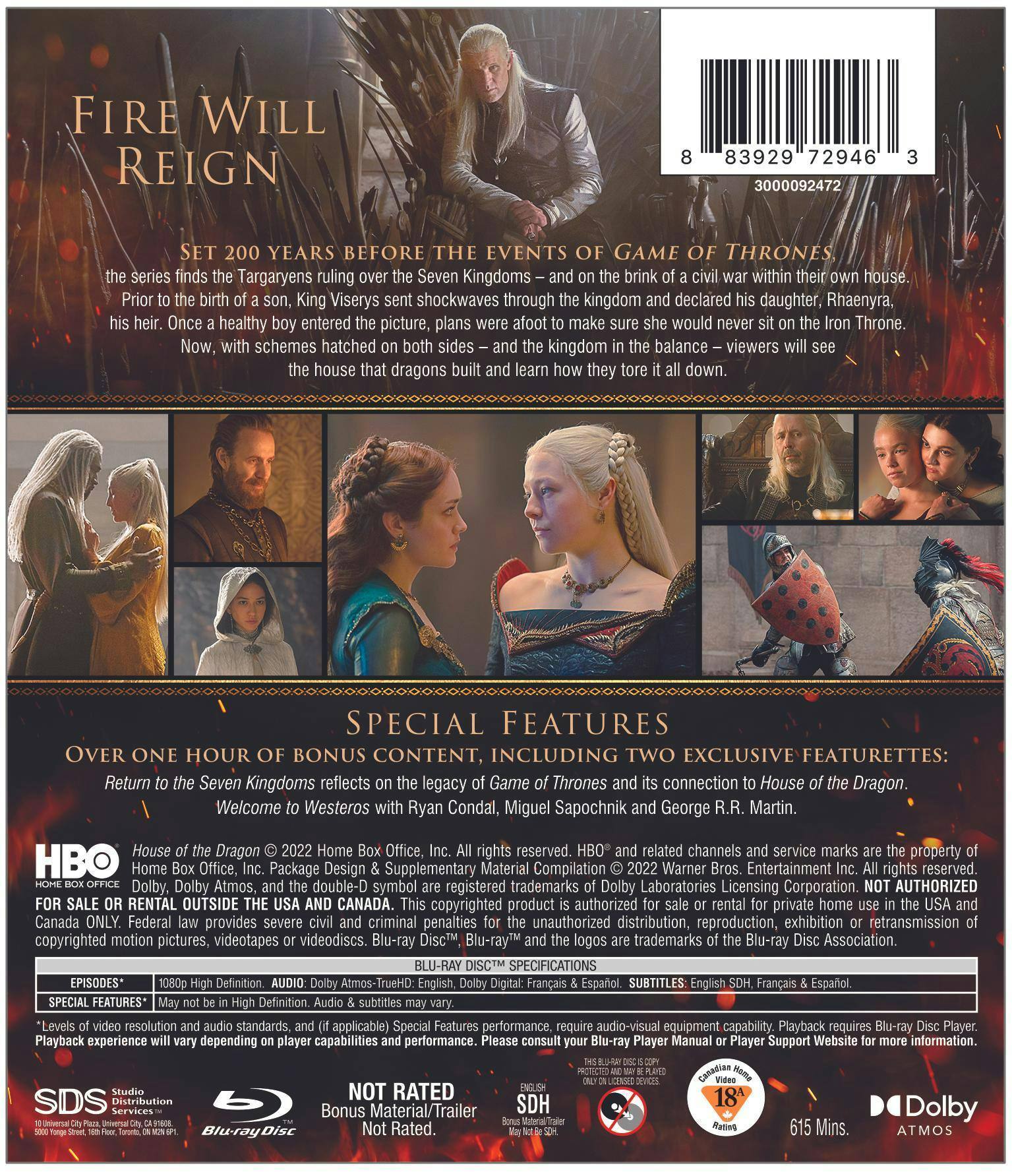 Back. House of the Dragon: The Complete First Season [Blu-ray].