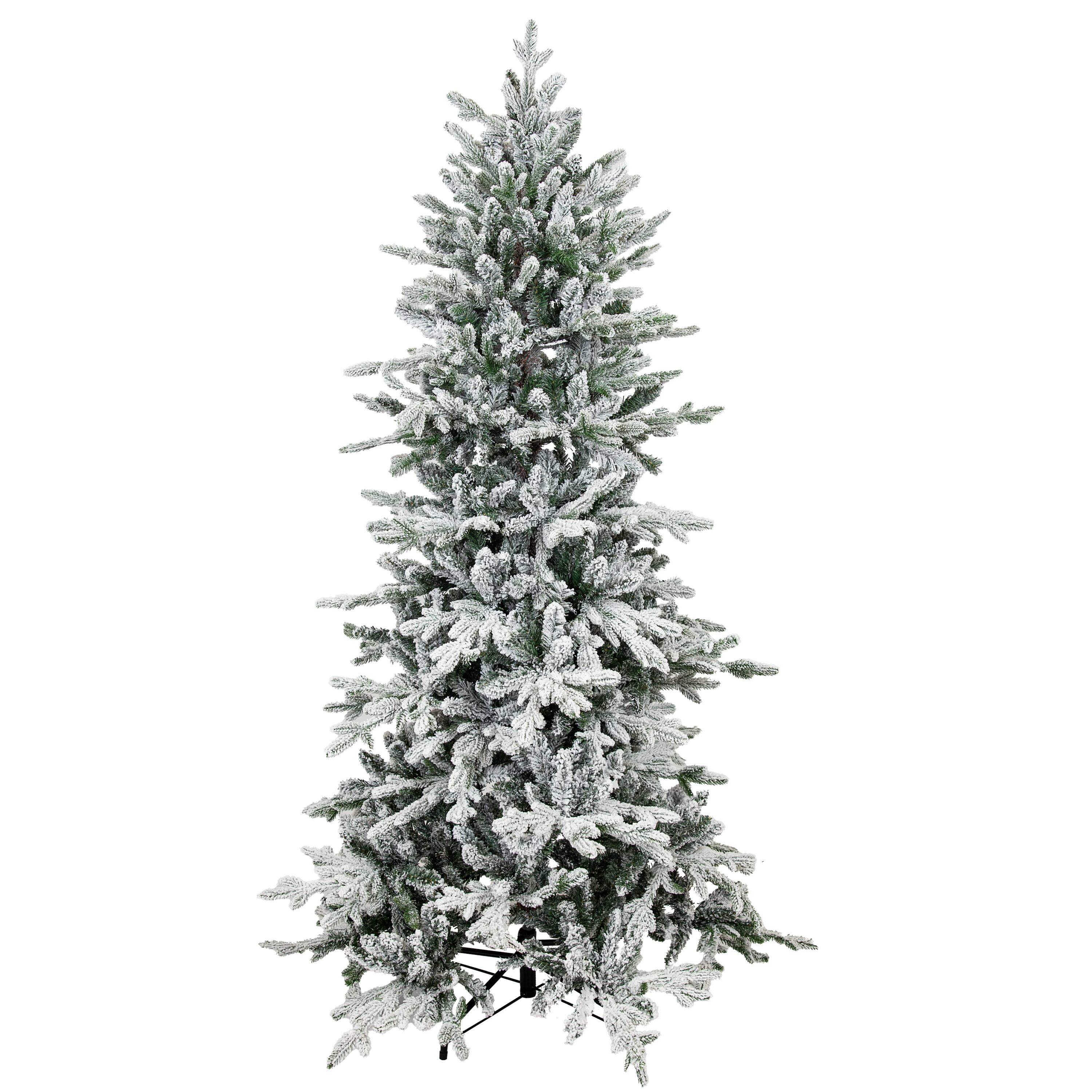 Front. Sunnydaze - Slim and Stately Artificial Christmas Tree - 6 ft - Flocked - White.