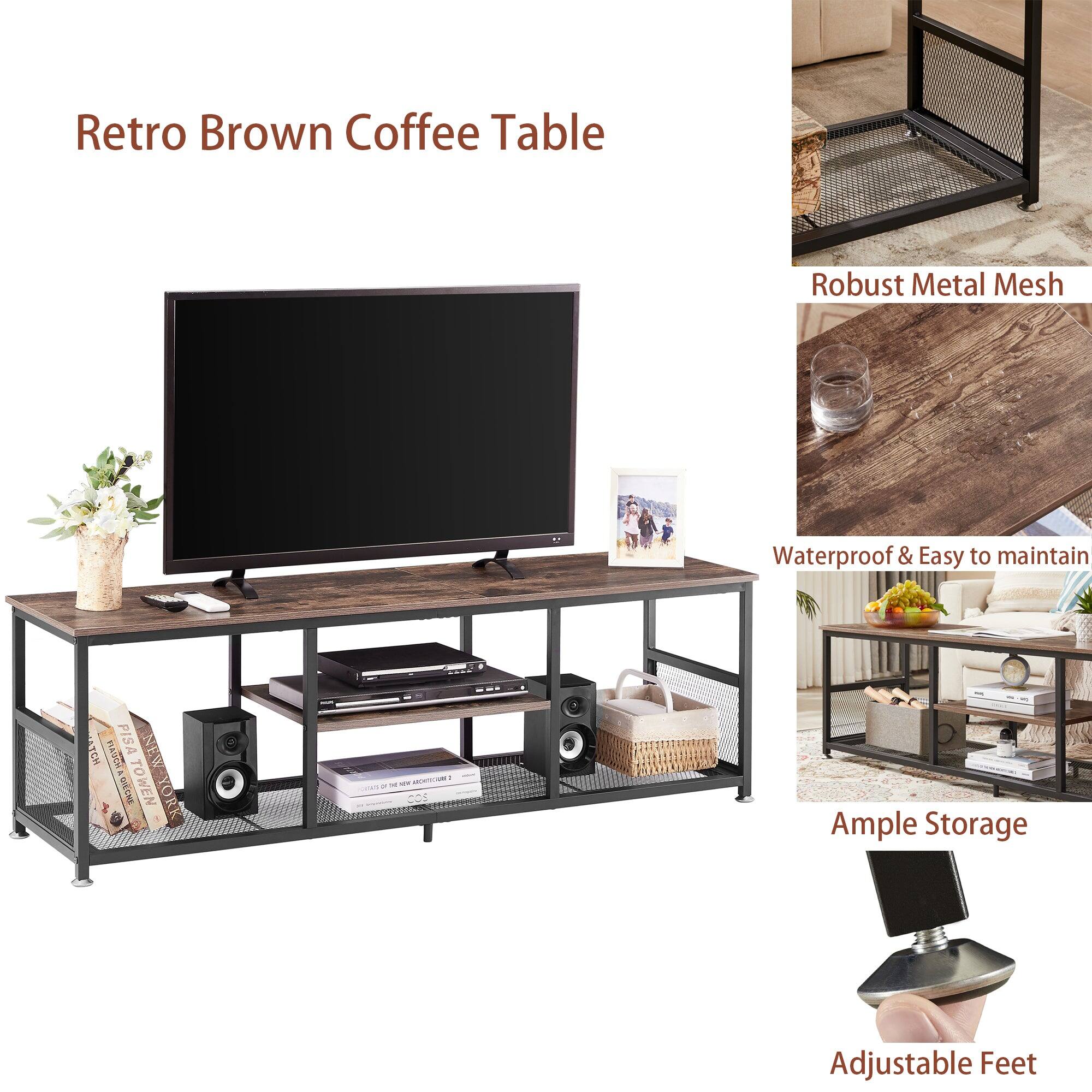 Retro Brown Coffee Table

- Robust Metal Mesh
- Waterproof & Easy to maintain
- Ample Storage
- Adjustable Feet