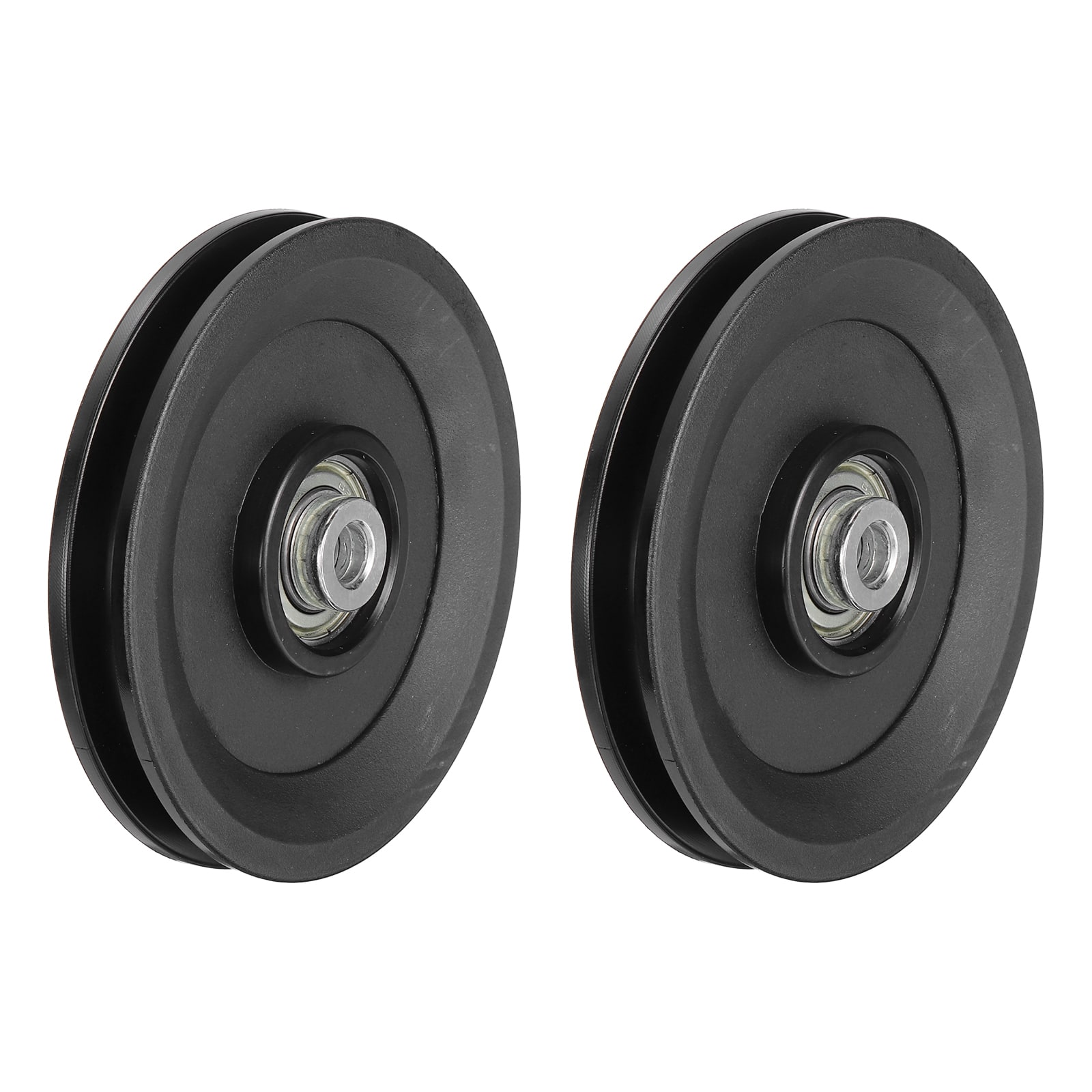 "Unique Bargains - 115mm/4.53"" Nylon Bearing Gym Pulley Wheel, 2pcs & Steel Shaft, for Cable Machine/Garage Door/Home Exercise - Black" price history on PriceWatchPro