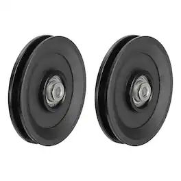 Unique Bargains - 115mm/4.53" Nylon Bearing Gym Pulley Wheel, 2pcs & Steel Shaft, for Cable Machine/Garage Door/Home Exercise - Black